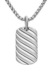 David Yurman - Sterling Sculpted Cable Tag (27Mm) - Lyst