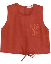 Twinset - Sleeveless Embroidered Crop Top - Lyst