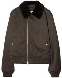 Burberry - Zipped Shearling-collar Bomber Jacket - Lyst
