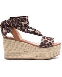 Liu Jo - Leopard-Print Wedge Sandals - Lyst