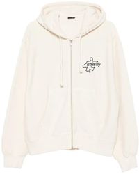 Stussy - Logo-Print Zip-Up Hoodie - Lyst