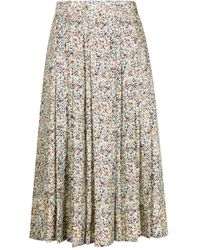 Tory Burch - Abstract-pattern Pleated Silk Skirt - Lyst