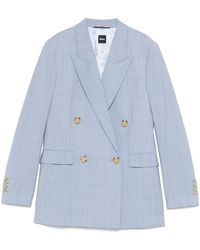 BOSS - Checked Wool Blazer - Lyst
