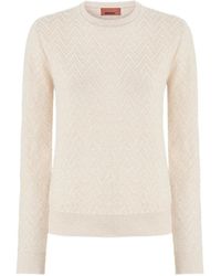 Missoni - Trui Met Chevron Patroon En Ronde Hals - Lyst