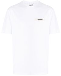 Jacquemus - T-shirt in jersey di cotone con logo ricamato e finiture in gros-grain - Lyst