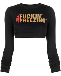 DSquared² - Slogan-Print Long-Sleeve Cropped T-Shirt - Lyst