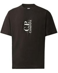 C.P. Company - 30/1 Jersey Short Sleeve Vertical Logo T-Shirt - Lyst