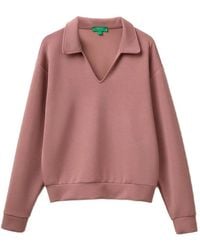 Benetton - Drop-Shoulder V-Neck Sweatshirt - Lyst