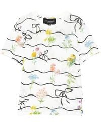 Cynthia Rowley - Floral-Print Round Neck T-Shirt - Lyst