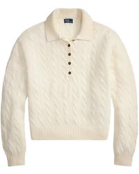 Polo Ralph Lauren - Cable-Knit Wool And Cashmere Polo Jumper - Lyst