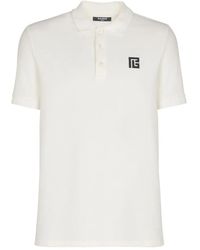 Balmain - Pb Logo-Embroidered Cotton Polo Shirt - Lyst