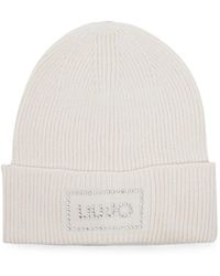 Liu Jo - Strass-Embellished Logo-Patch Beanie Hat - Lyst