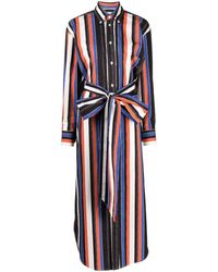 Plan C - Vertical-stripe Midi Dress - Lyst