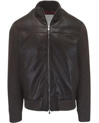 Brunello Cucinelli - Ribgebreid Jack Met Leren Vlakken - Lyst