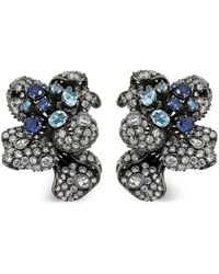 Anabela Chan - 18Kt Witgouden Bloomingdale Oorbellen Met Diamant En Saffier - Lyst