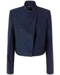 Pinko - Cropped Jacket With Rhinestones - Lyst