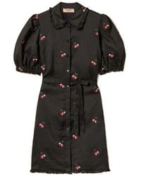 Twinset - Short Ramie Dress With Embroidery - Lyst