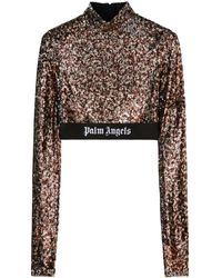 Palm Angels - Logo-Strap Sequin Cropped Top - Lyst