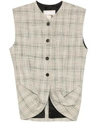 Litkovskaya - Check-Pattern Draped Vest - Lyst