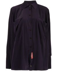 EFTYCHIA Buttoned Patch-pocket Shirt - Purple