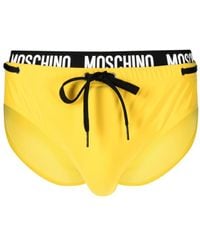 Moschino - Logo-waistband Drawstring Swim Trunks - Lyst