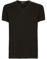 Dolce & Gabbana - Logo-patch V-neck T-shirt - Lyst