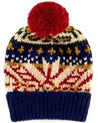 Gallo - Fair Isle Beanie Mit Bommel - Lyst
