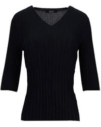 LA ROSE - Ribbed-Knit V-Neck Top - Lyst