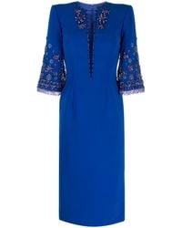 Jenny Packham - Sandrine Bead-Embellished Midi Dress - Lyst