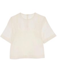 Ami Paris - Silk Short Sleeves Sheer With Undertop Top - Lyst
