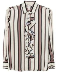 Diega - Ruffled-Detail Striped-Pattern Shirt - Lyst