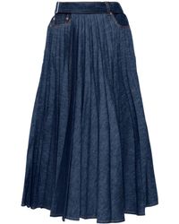 Sacai - Pleated Denim Wrap Skirt - Lyst