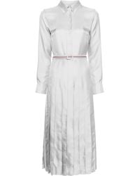 Thom Browne - Rwb-Stripe Belted Silk Shirtdress - Lyst