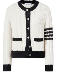 Thom Browne - Cardigan En Laine Mérinos À 4 Bandes Signature - Lyst