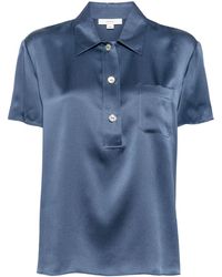 Vince - Short-sleeve Silk-satin Polo Shirt - Lyst