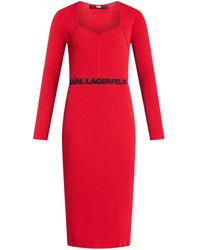 Karl Lagerfeld - Midi-jurk Met Logo Tailleband - Lyst