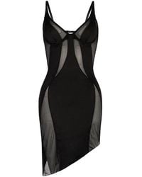 OW Collection - Swirl Asymmetric Mesh Mini Dress - Lyst