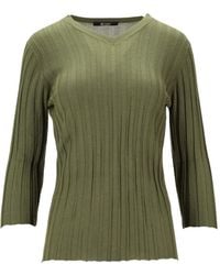 LA ROSE - V-Neck Ribbed Top - Lyst