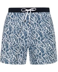 Corneliani - Leaf-print Swim Shorts - Lyst