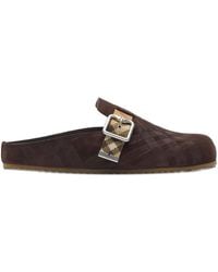 Burberry - Check Suede Urchin Clogs - Lyst
