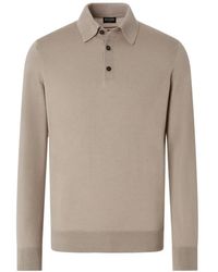 ZEGNA - Light Taupe Mélange Cashseta Polo Shirt - Lyst