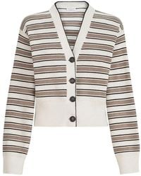 Brunello Cucinelli - Cotton Cardigan With Sparkling Stripes - Lyst
