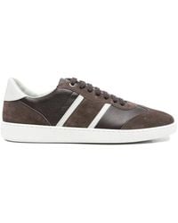 Ferragamo - Striped-Detail Leather Sneakers - Lyst