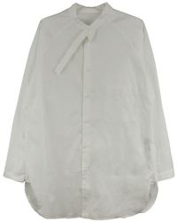 Yohji Yamamoto - Tie-neck Cotton Shirt - Lyst