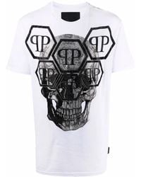 Philipp Plein - Crystal Skull Logo T-Shirt - Lyst