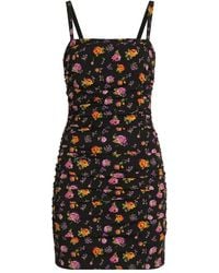 Dolce & Gabbana - Small Rose Bouquets-Print Draped Charmeuse Dress - Lyst
