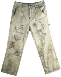 SAITOS - Distressed Graphic-Print Work Trousers - Lyst