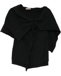 Yohji Yamamoto - Stole-Detail Short-Sleeve Top - Lyst