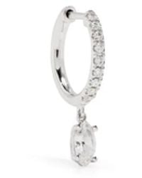 Anita Ko - 18Kt Diamond Drop Single Hoop Earring - Lyst