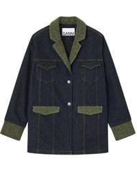 Ganni - Contrast Trim Oversized Blazer - Lyst